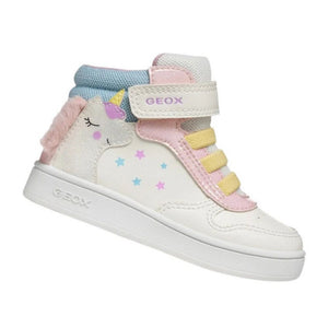 GEOX Scarpe da Bambina a stivaletto con laccio a molla e strappo Col.Bianco