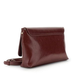 CAFENOIR borsa pochette effetto pelle lucida con dettaglio bordeaux