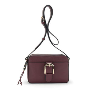 CAFENOIR borsa camera bag con tasca sul davanti, passante e fibbia in metallo bordeaux