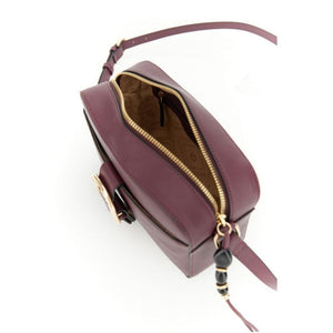 CAFENOIR borsa camera bag con tasca sul davanti, passante e fibbia in metallo bordeaux