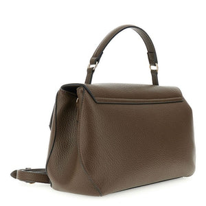 CAFENOIR borsa a mano con pattina effetto pelle con grana e cucitura grossa decorativa t.moro