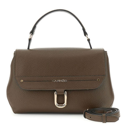CAFENOIR borsa a mano con pattina effetto pelle con grana e cucitura grossa decorativa t.moro