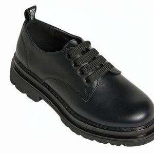 DIESEL D-Derbl- Derby DONNA in pelle con suola carrarmato NERO