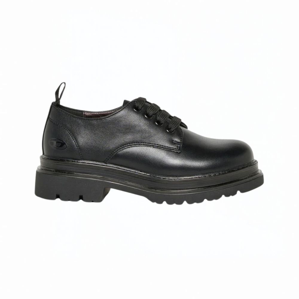 DIESEL D-Derbl- Derby DONNA in pelle con suola carrarmato NERO