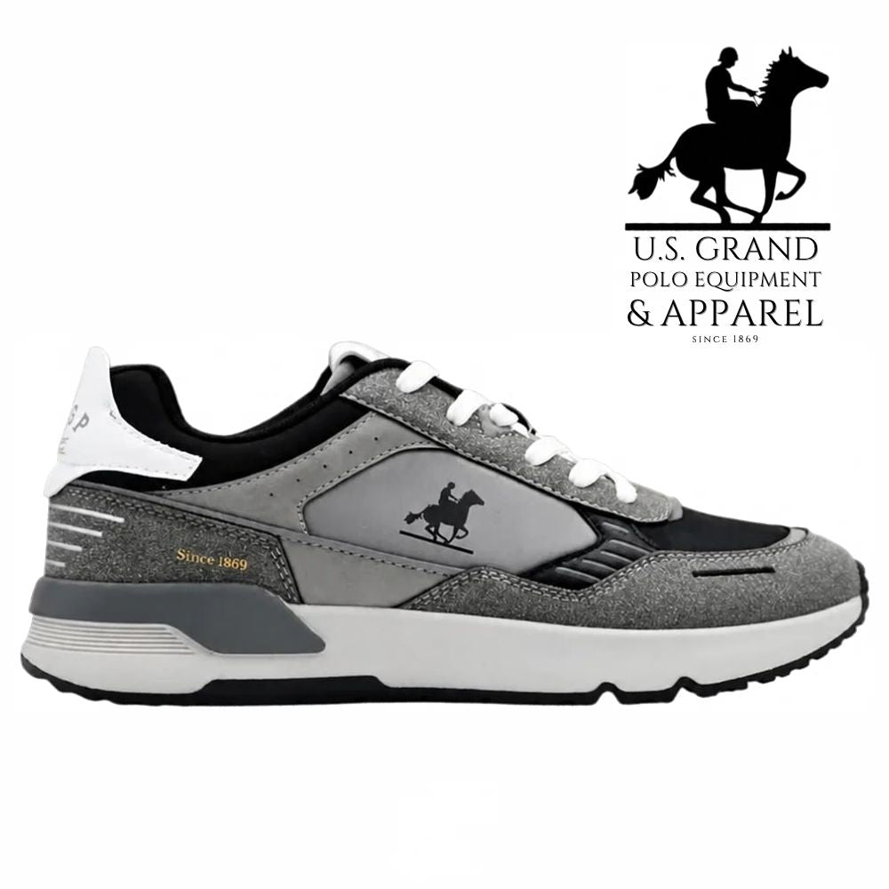 US POLO CLUB Scarpe Da Uomo Col. Grigia Con Dettagli Neri e Bianchi